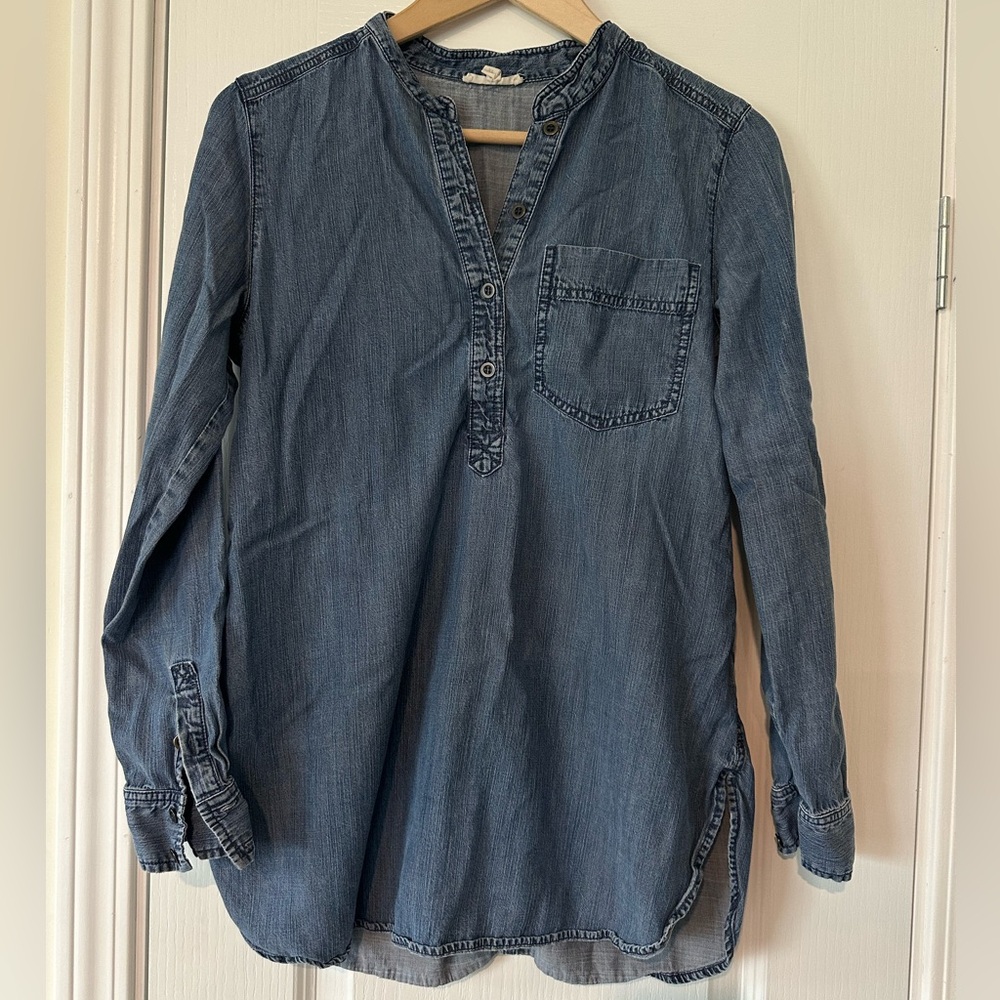 Eileen Fisher Long 1/2 Button Jean Shirt